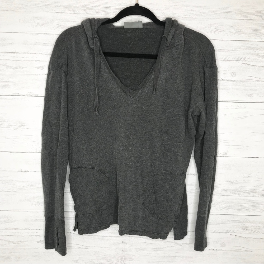 Dark Gray V Neck No Rush Hoodie Hooded Jacket